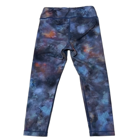 ATHLETA GIRL Capri Leggings Youth M Blue Multi-Color Galaxy Tie-Dye Activewear - Picture 5 of 6